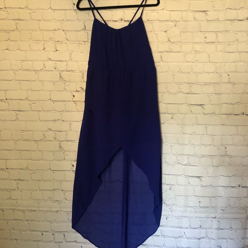 Zara TRF Blue High-lo Asymmetrical Sheer Dress Medium